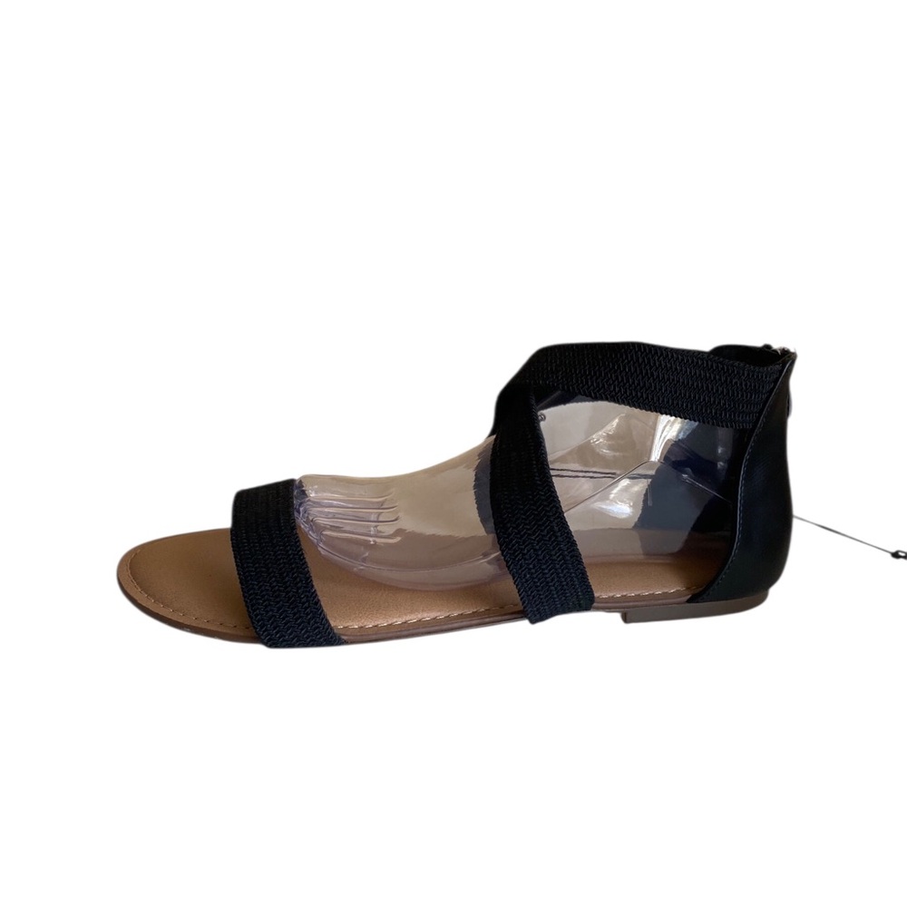 Torrid Stretch Band Sandal Woman 13WW Black Open Toe Back Zip Strappy Comfy NEW
